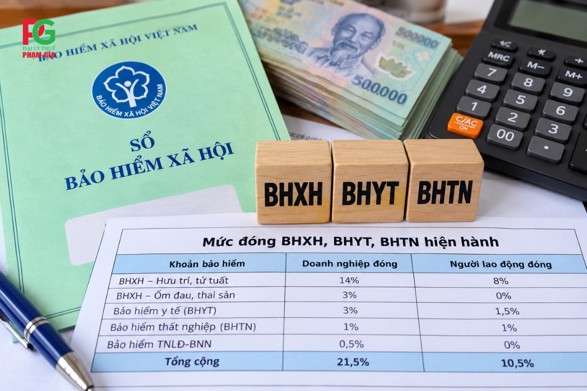 Mức đóng BHXH, BHYT, BHTN