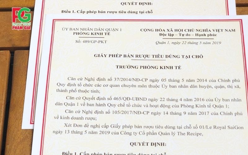 Giấy phép bán lẻ rượu
